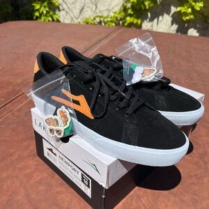 Lakai Larry June Newport Black and Orange Suede Sneakers